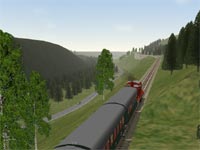 BR 212 mit 3-achsigen Umbauwagen am Hang hinter Olpe